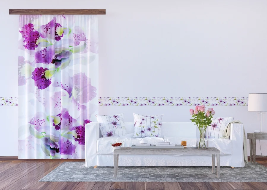 Curtain Violet Florals, 140 x 245 cm, FCPL 6523 - Image 3