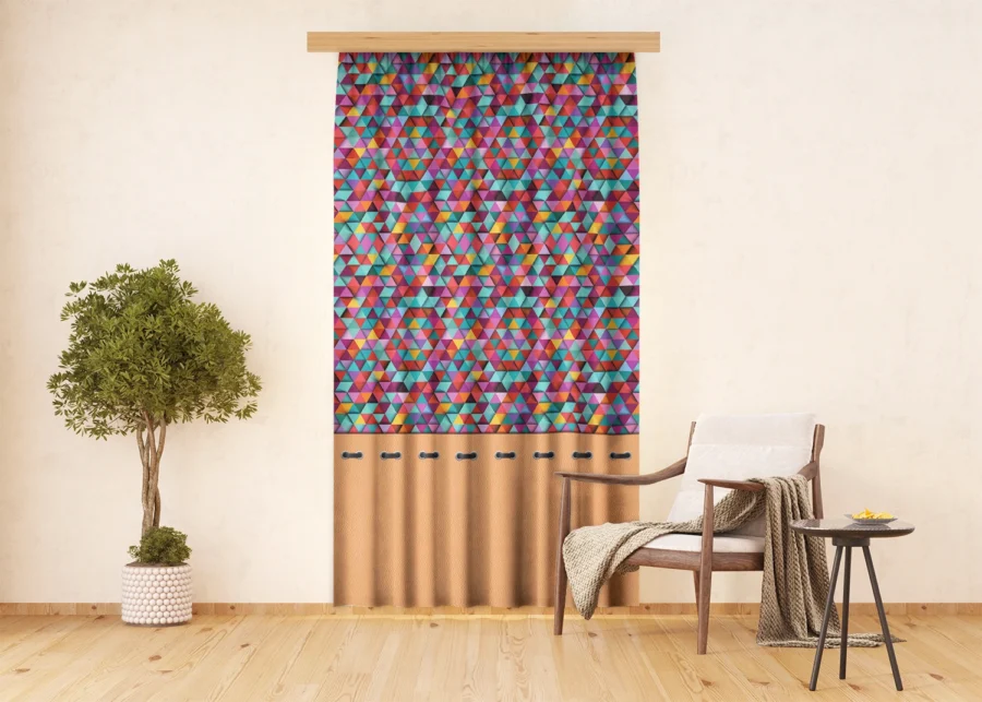 Curtain Colorful Triangles, 140 x 245 cm, FCPL 6584 - Image 2