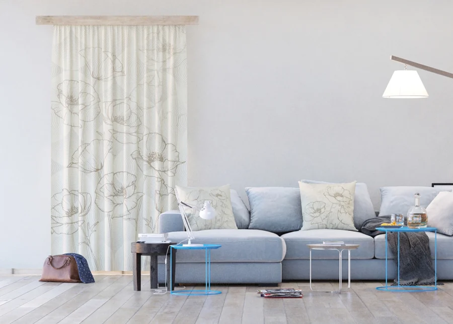 Curtain Peonies Silhouette on Beige, 140 x 245 cm, FCSL 7590 - Image 3