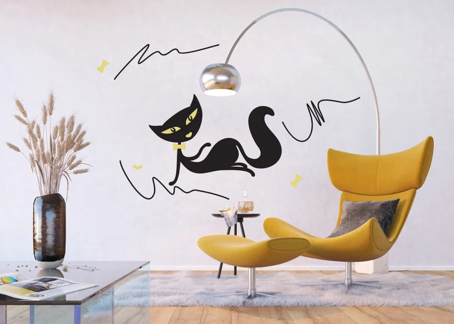 Wall Stickers Black Cat Girl Flocked, 65 x 85 cm, FL 0416 - Image 4