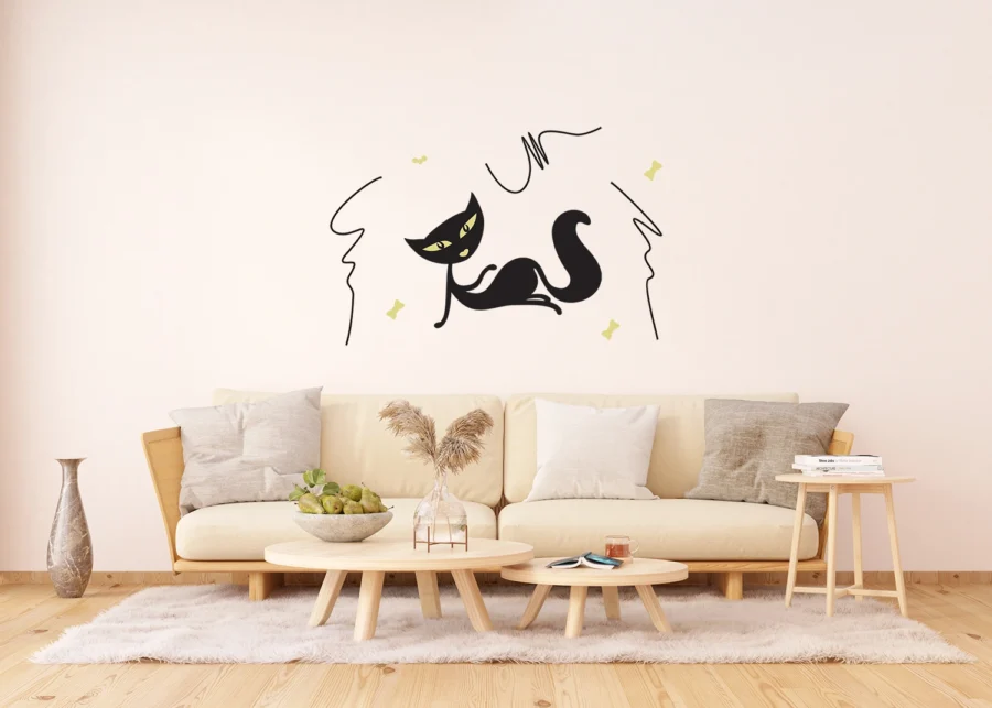 Wall Stickers Black Cat Girl Flocked, 65 x 85 cm, FL 0416 - Image 3