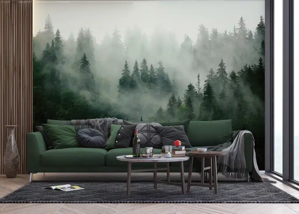 Custom Size Wall Mural Misty Forest | Premium Non-Woven Wallpaper | FT5P3033