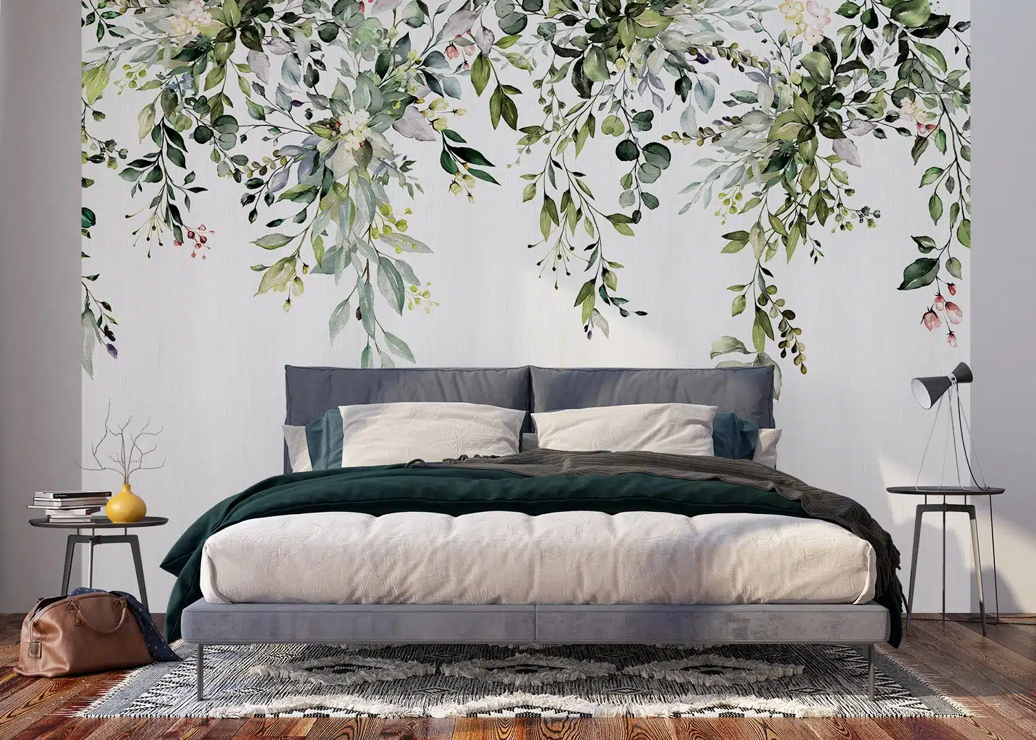 Custom Size Wall Mural Hanging Watercolor Branches | Premium Non-Woven Wallpaper | FT5P3049 4