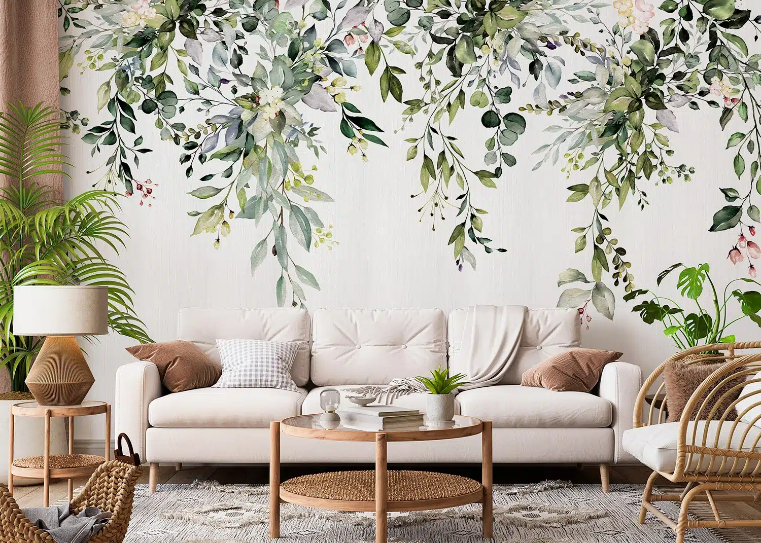 Custom Size Wall Mural Hanging Watercolor Branches | Premium Non-Woven Wallpaper | FT5P3049