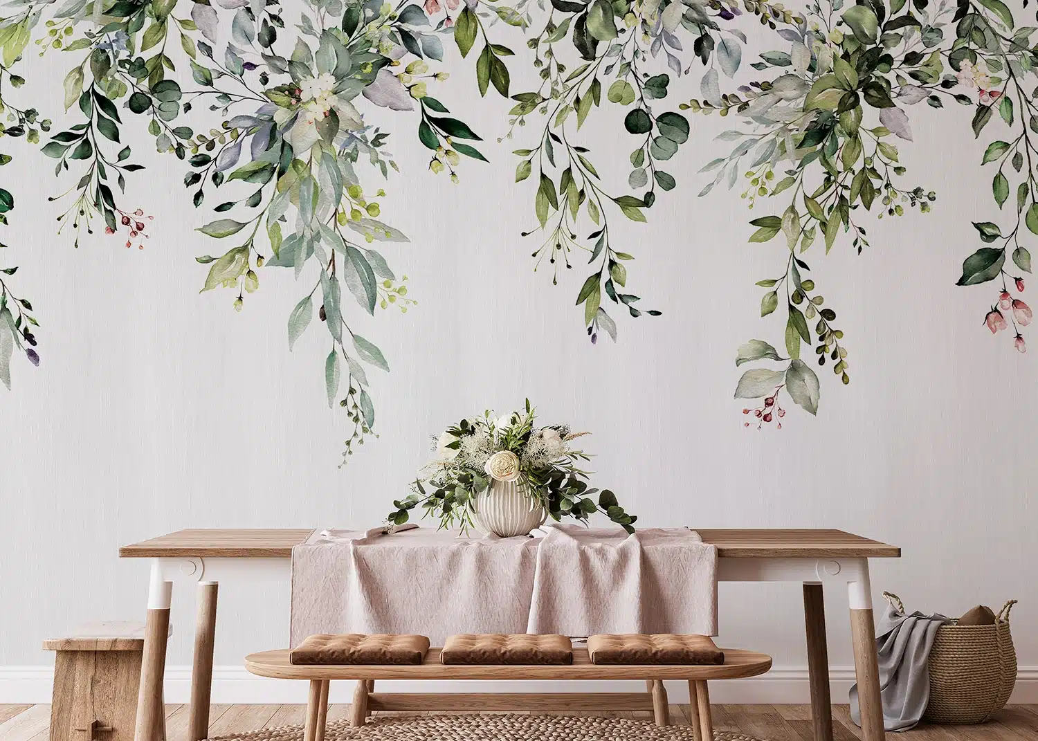 Custom Size Wall Mural Hanging Watercolor Branches | Premium Non-Woven Wallpaper | FT5P3049 2