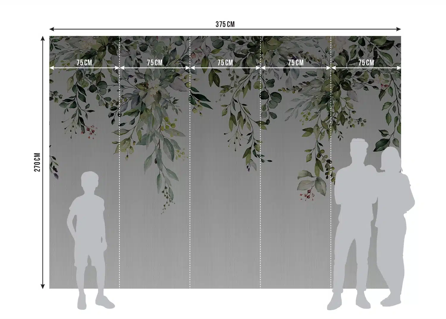 Custom Size Wall Mural Hanging Watercolor Branches | Premium Non-Woven Wallpaper | FT5P3049 5