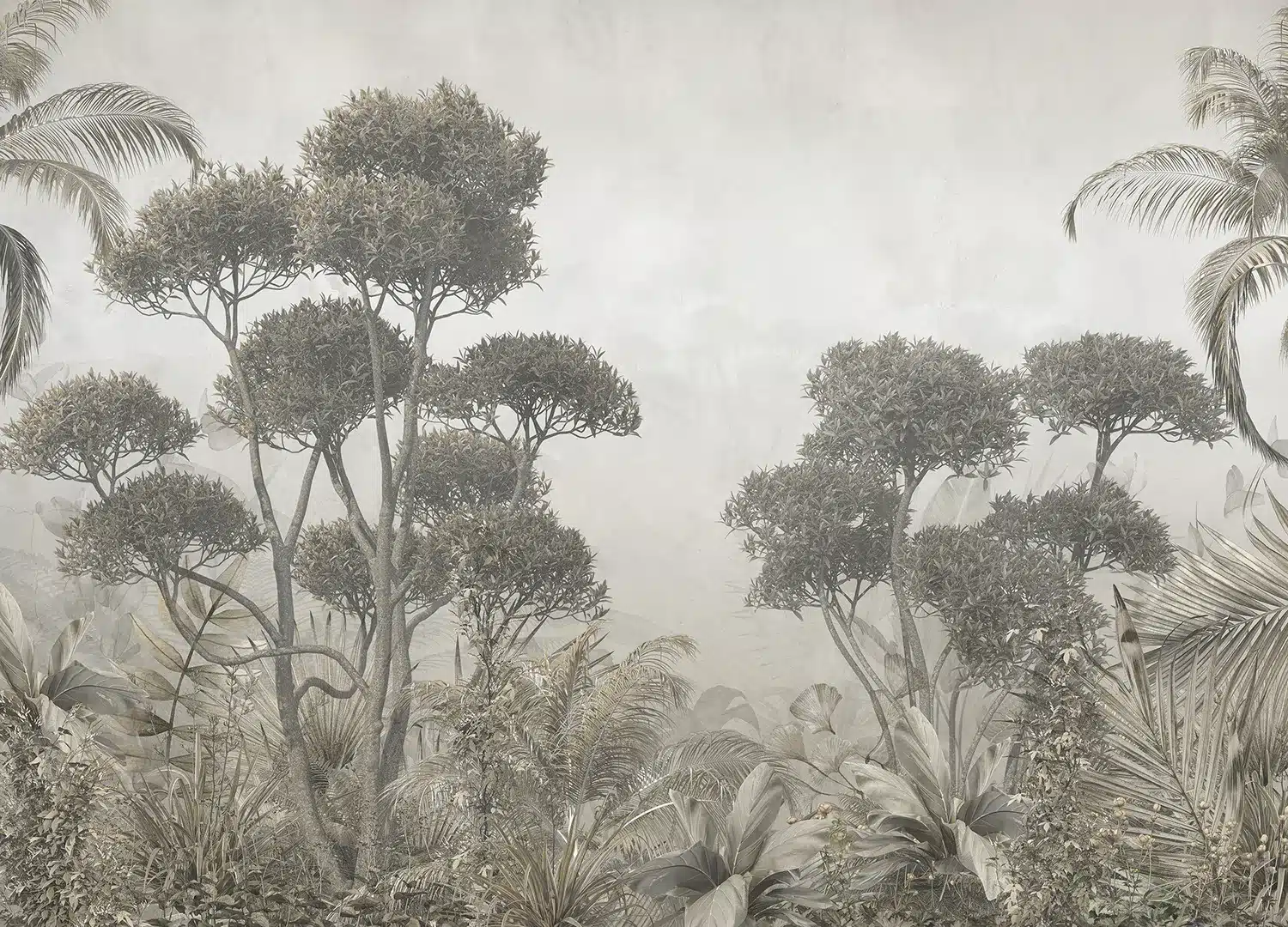 Custom Size Wall Mural Monochrome Jungle | Premium Non-Woven Wallpaper | FT5P3061