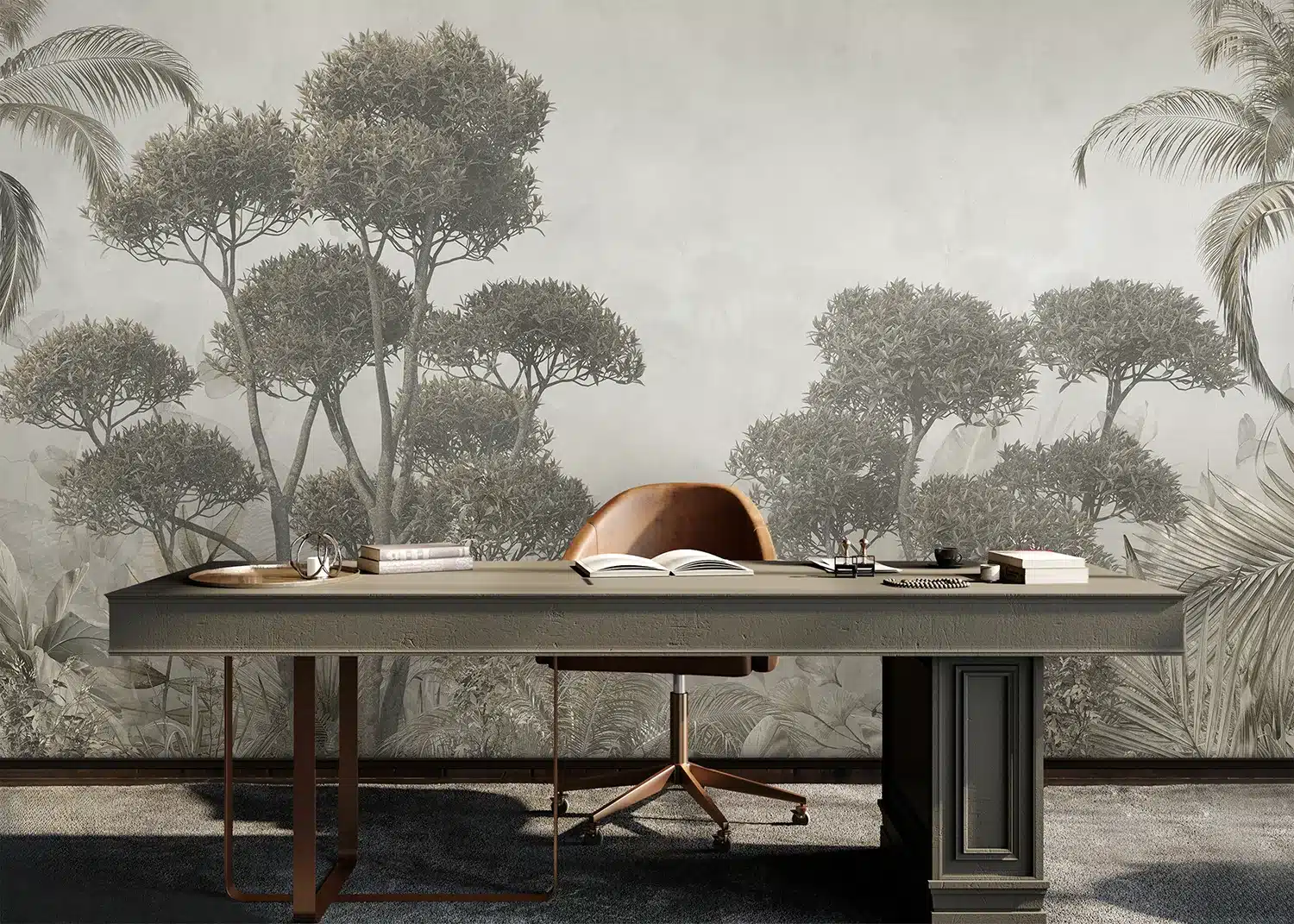 Custom Size Wall Mural Monochrome Jungle | Premium Non-Woven Wallpaper | FT5P3061