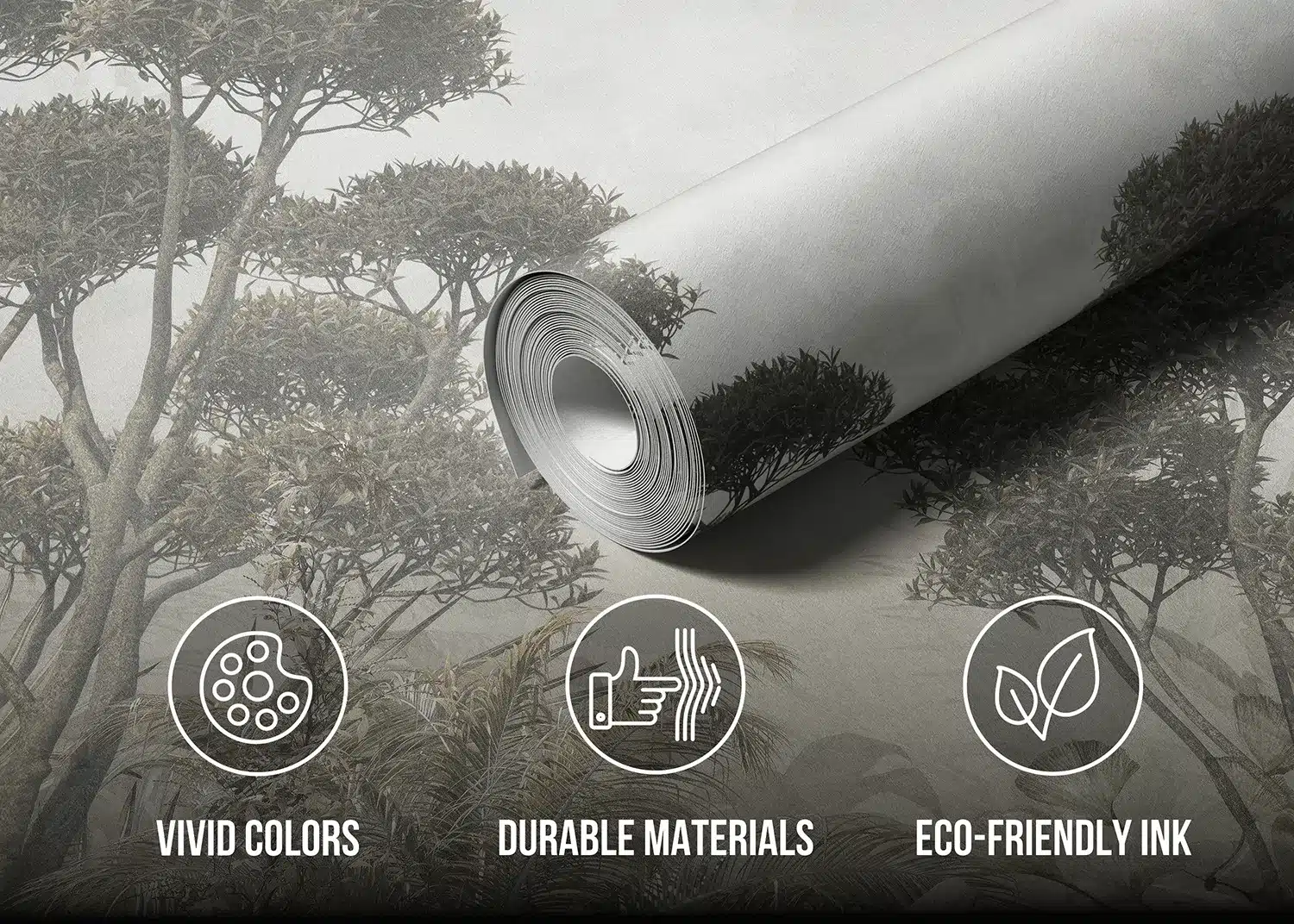 Custom Size Wall Mural Monochrome Jungle | Premium Non-Woven Wallpaper | FT5P3061 2