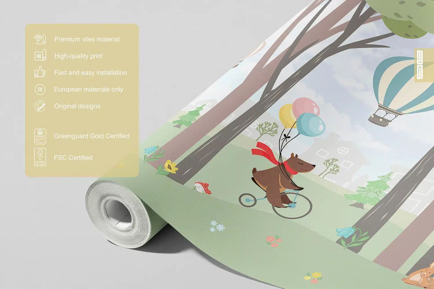 Custom Size Wall Mural Bear with Balloons | Premium Non-Woven Wallpaper | FT5P3095 4