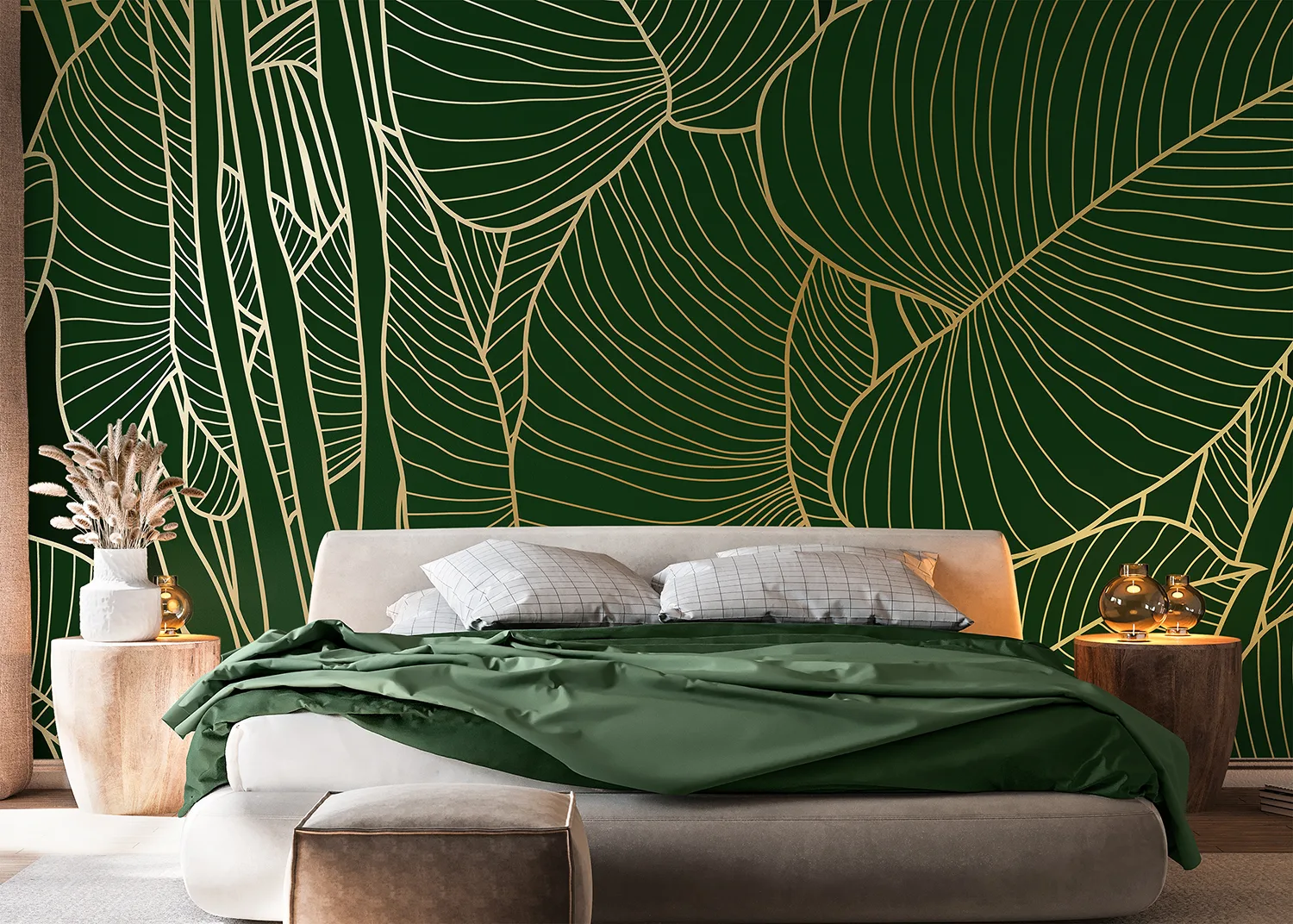 Custom Size Wall Mural Golden Green | Premium Non-Woven Wallpaper | FT5P3099 2
