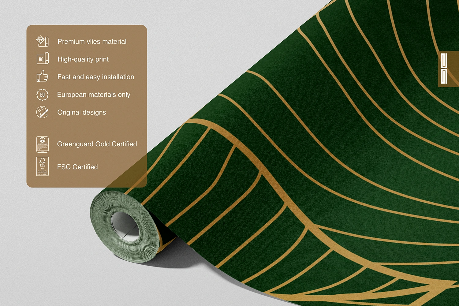 Custom Size Wall Mural Golden Green | Premium Non-Woven Wallpaper | FT5P3099 6