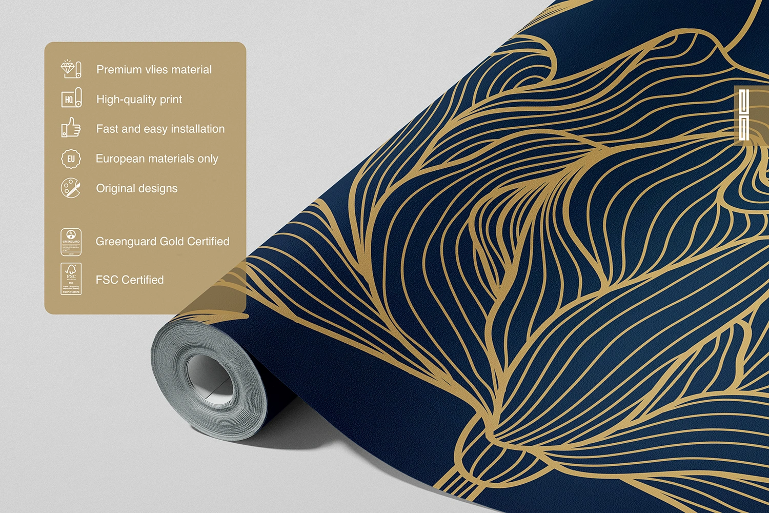 Custom Size Wall Mural Wavy Flowers | Premium Non-Woven Wallpaper | FT5P352009 5