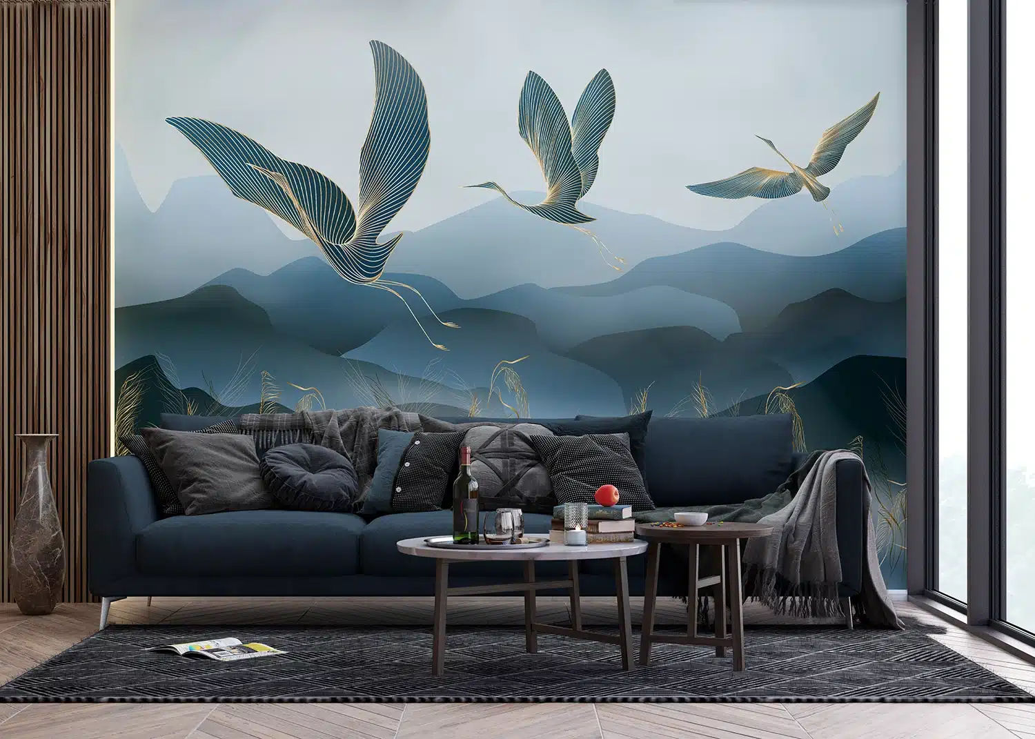 Cranes in the Fog | Made-to-Measure Wallpaper | Wallever | FT5P 352017 3