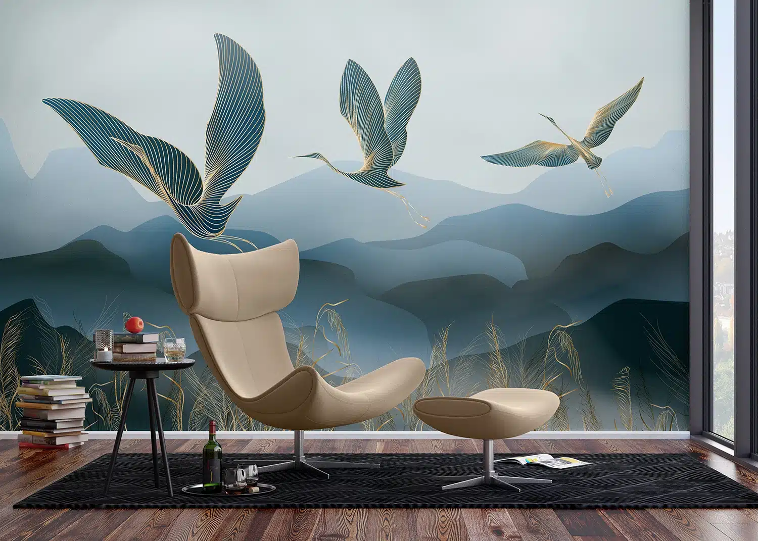 Cranes in the Fog | Made-to-Measure Wallpaper | Wallever | FT5P 352017 2