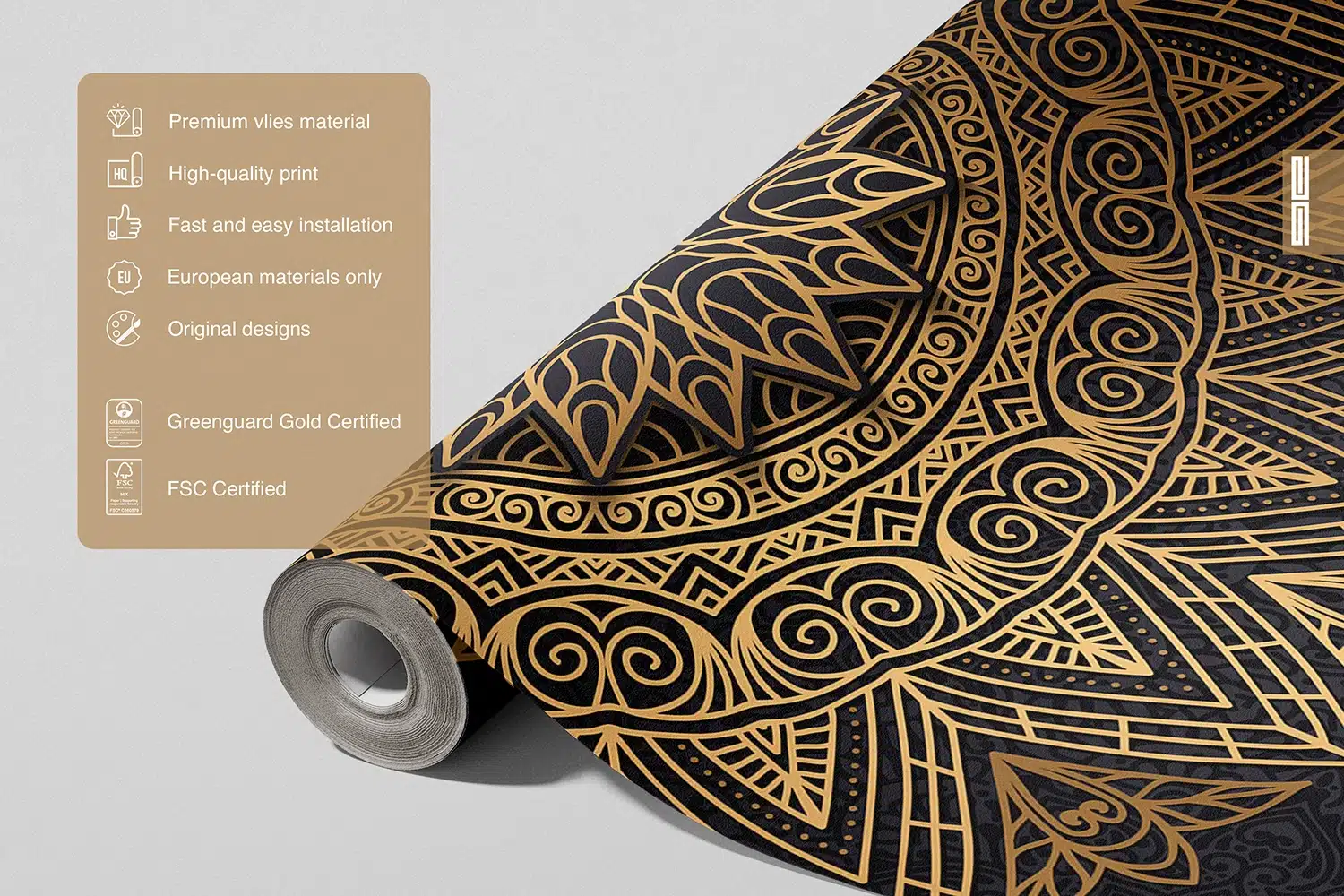 Custom Size Wall Mural Luxury Mandala | Premium Non-Woven Wallpaper | FT5P352029 5