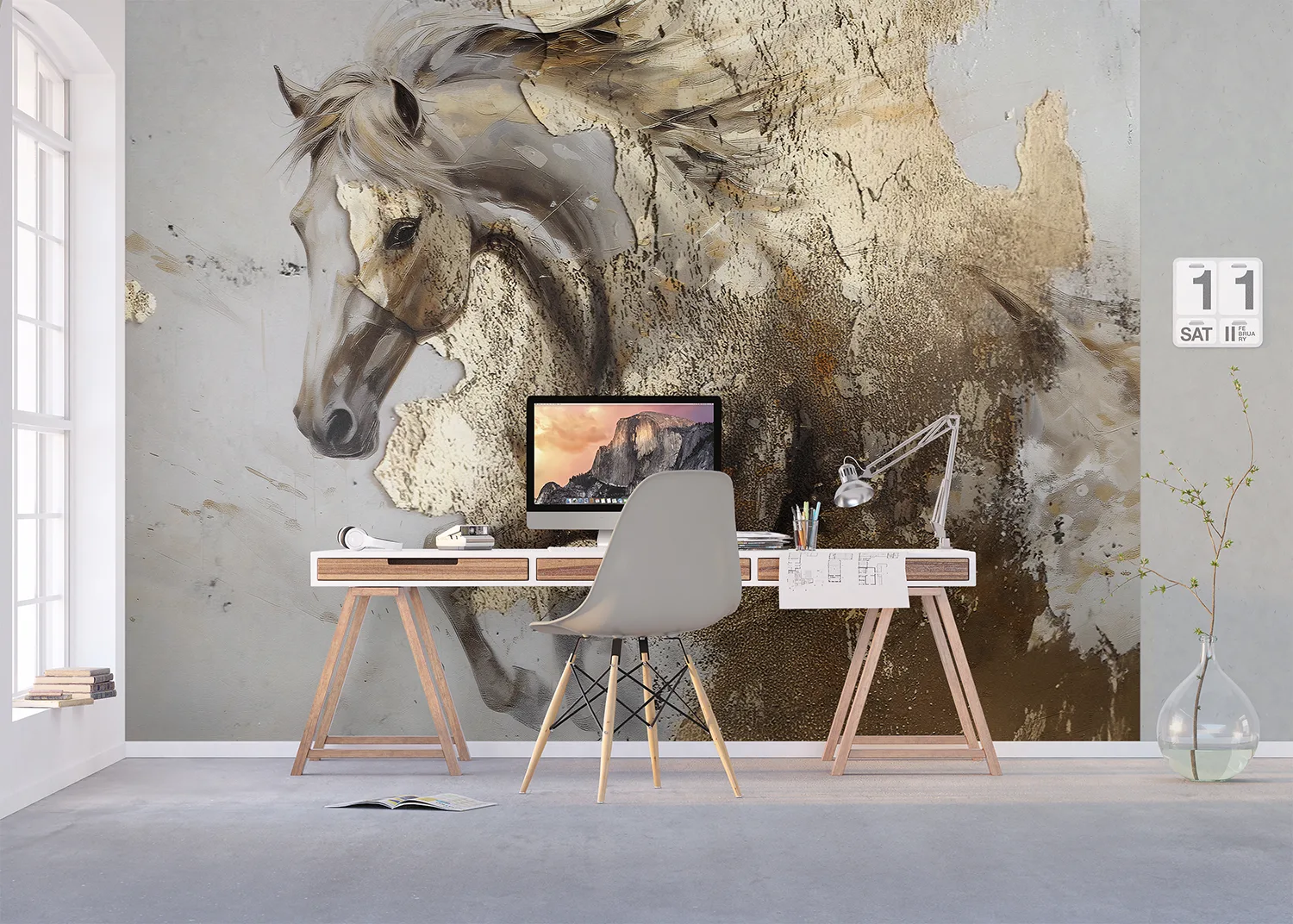 Custom Size Wall Mural Golden Horse | Premium Non-Woven Wallpaper | FT5P352061 3