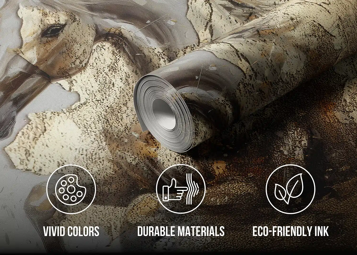 Custom Size Wall Mural Golden Horse | Premium Non-Woven Wallpaper | FT5P352061 4