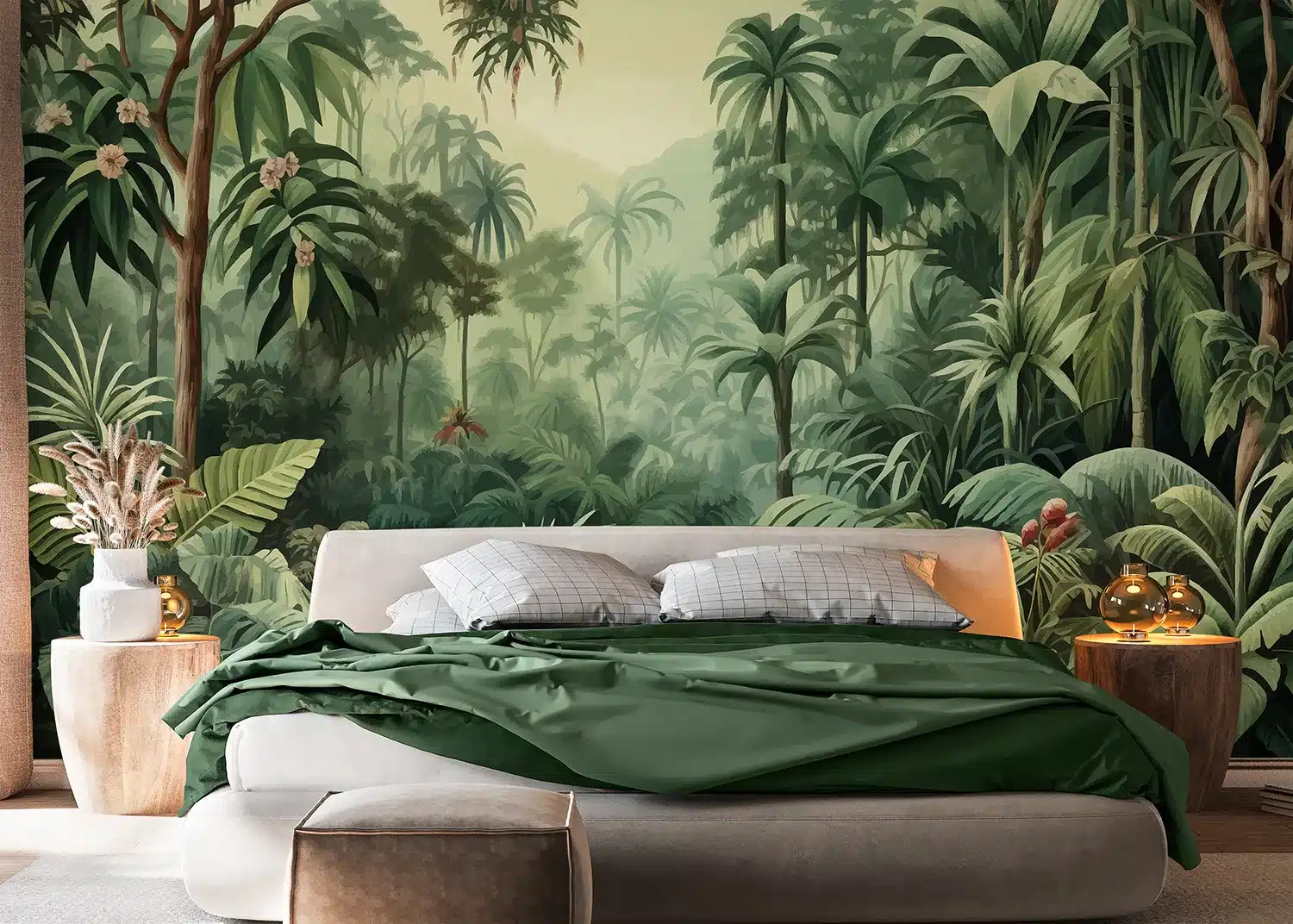 Custom Size Wall Mural Watercolor Jungle | Premium Non-Woven Wallpaper | FT5P352081 4