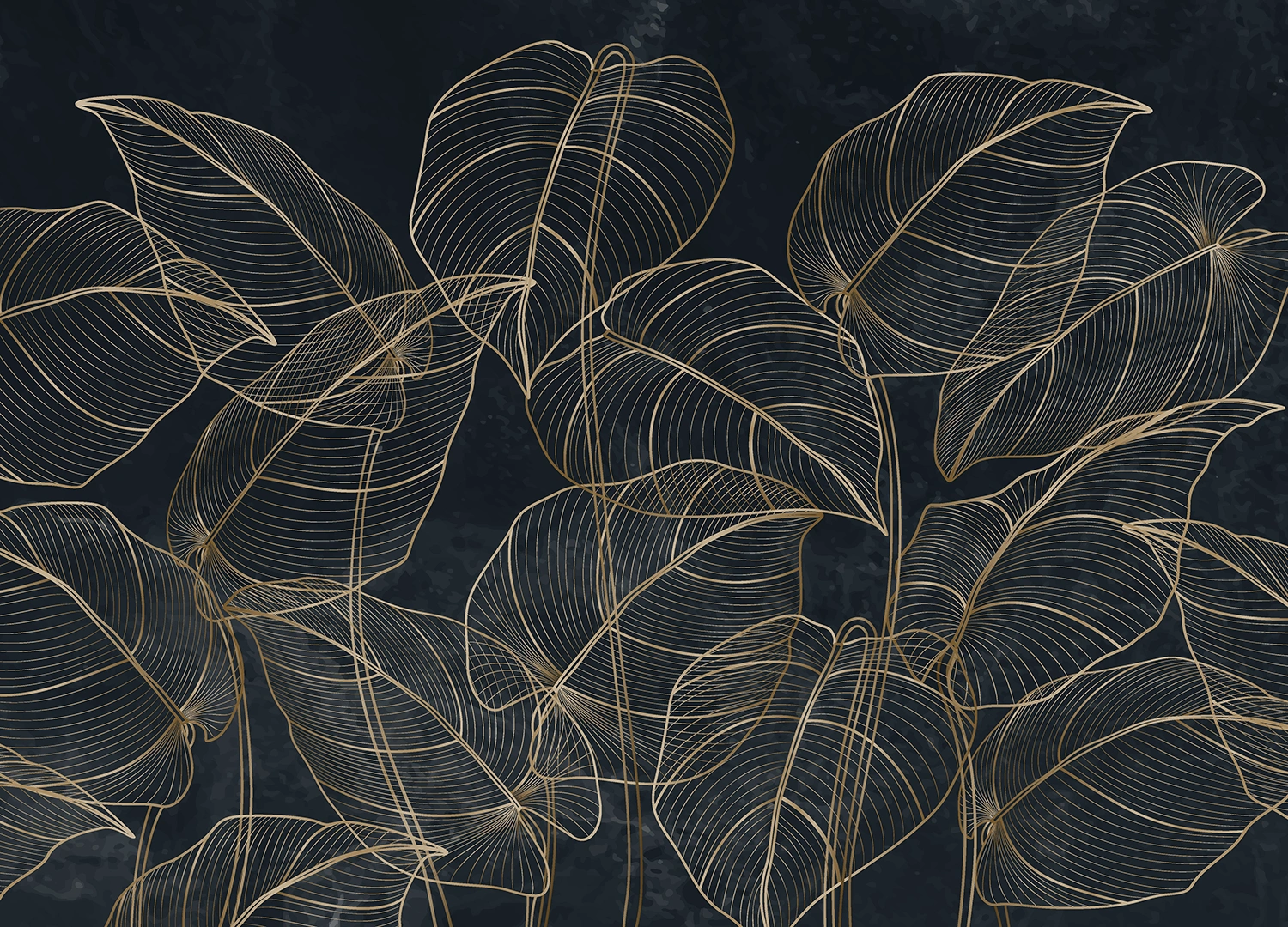 Golden Botanical Lines | Made-to-Measure Wallpaper | Wallever | FT5P 352095