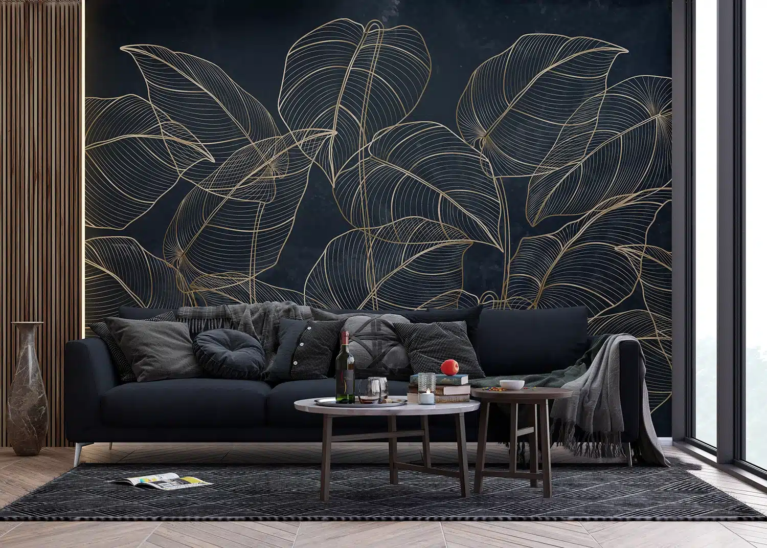 Golden Botanical Lines | Made-to-Measure Wallpaper | Wallever | FT5P 352095 3