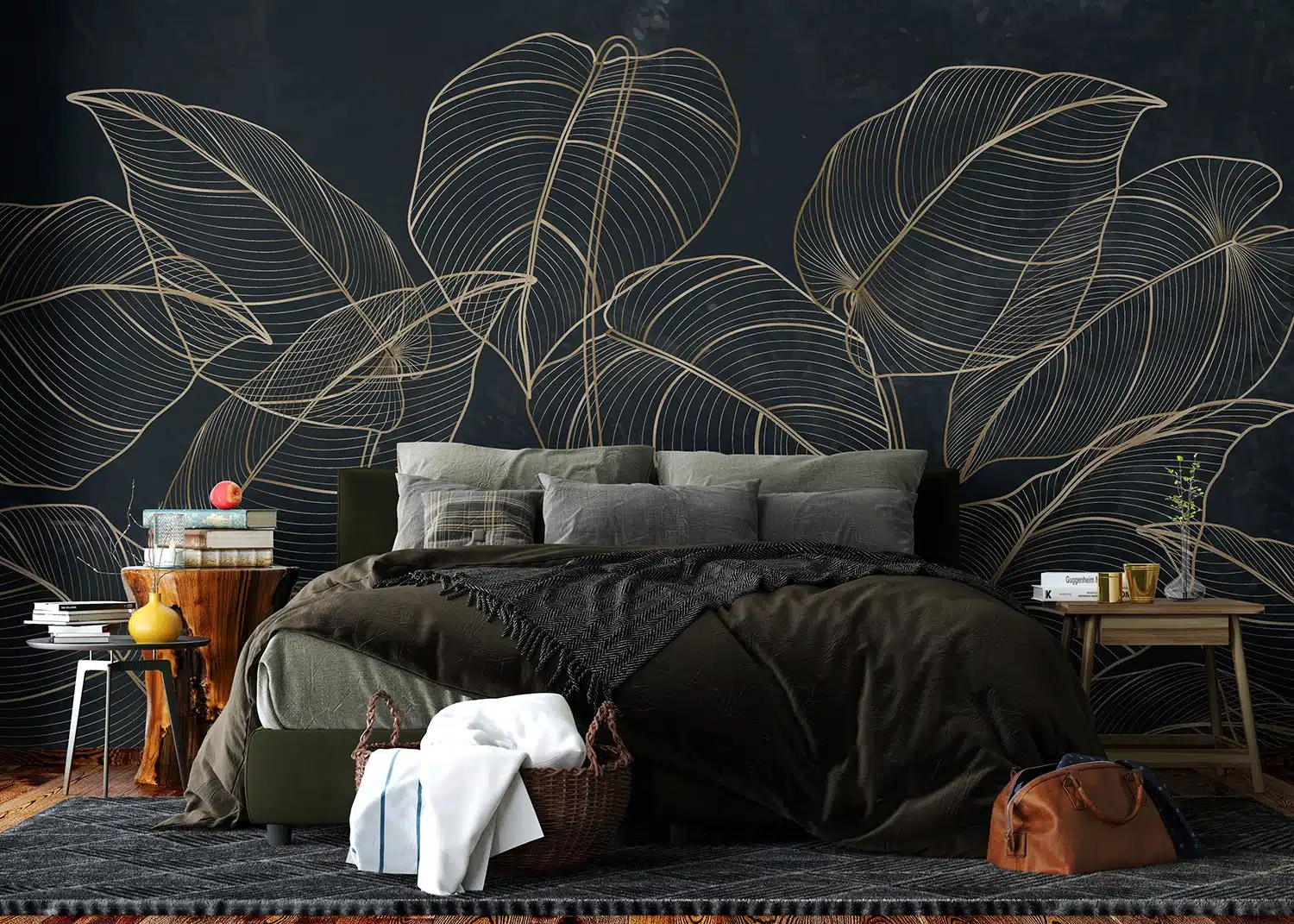 Golden Botanical Lines | Made-to-Measure Wallpaper | Wallever | FT5P 352095