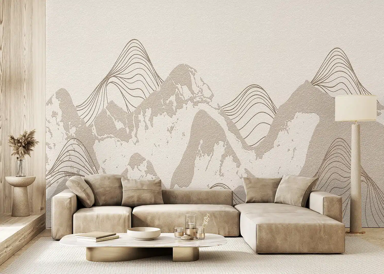 Custom Size Wall Mural Mountains Landscape | Premium Non-Woven Wallpaper | FT5P352139