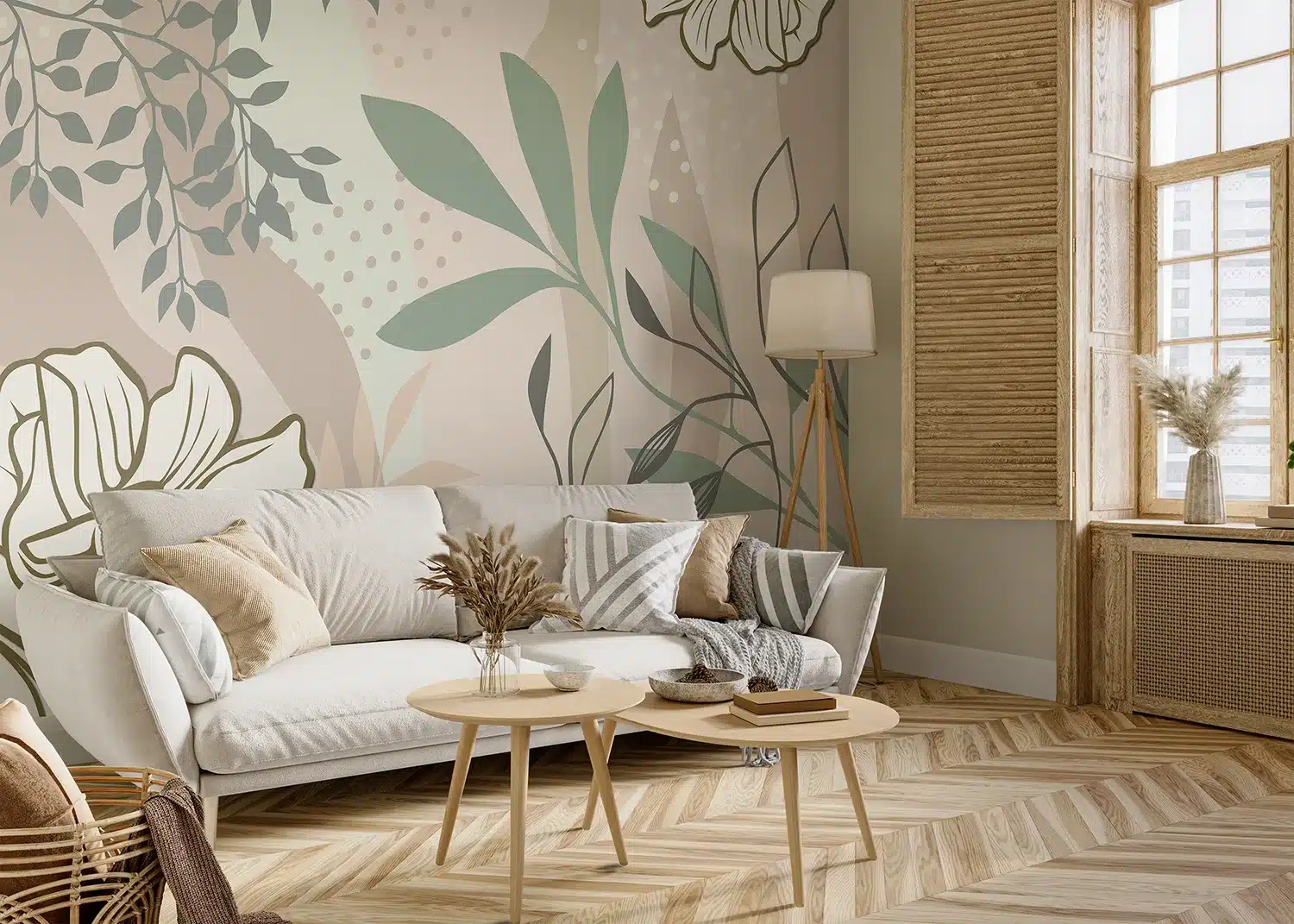 Custom Size Wall Mural Vector Flowers | Premium Non-Woven Wallpaper | FT5P352161