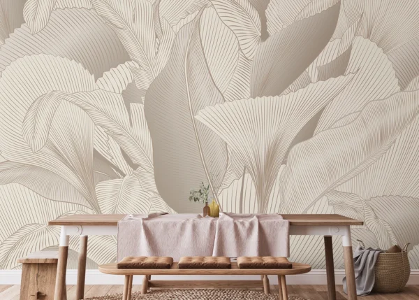 Custom Size Wall Mural Subtle Leaf Tapestry | Premium Non-Woven Wallpaper | FT5P 352165