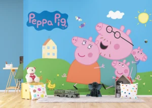 Dětská vliesová fototapeta na zed' Prasátko Peppa s Rodinou | 375 x 270 cm | FT5P 352201