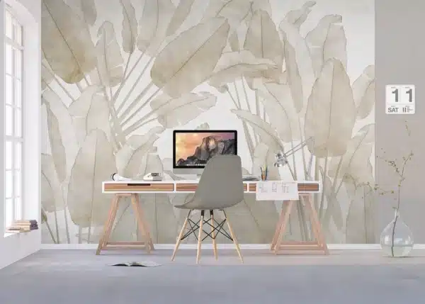 Custom Size Wall Mural Beige Tropics | Premium Non-Woven Wallpaper | FT5P 352215