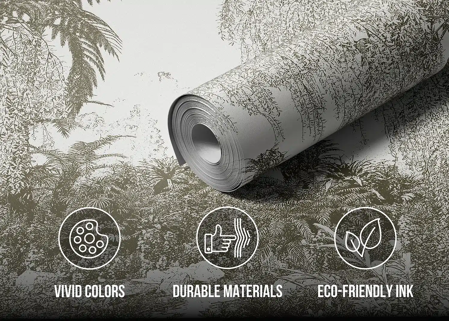 Custom Size Wall Mural Drawn Jungle | Premium Non-Woven Wallpaper | FT5P352217 3