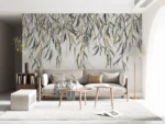 Wall Mural Hanging Grey Watercolor Leaves, 375 x 270 cm, FT5P 352227