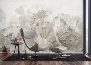 Wall Mural White Lotus Leaves, 375 x 270 cm, FT5P 352237