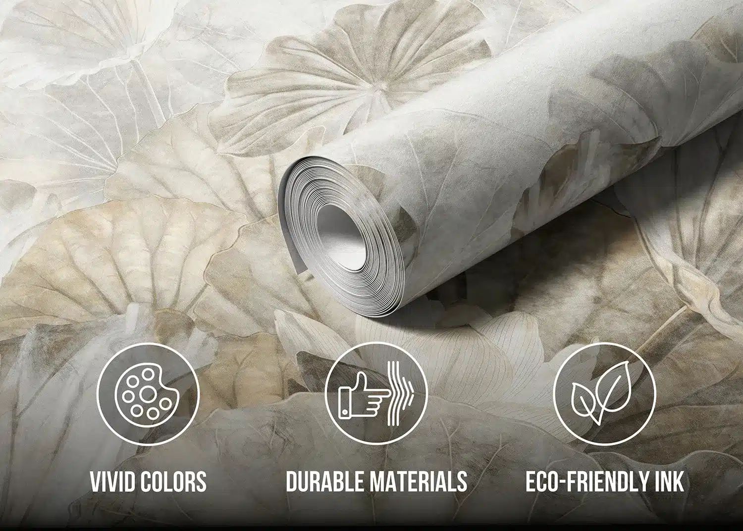 Custom Size Wall Mural White Lotus Leaves | Premium Non-Woven Wallpaper | FT5P352237 3