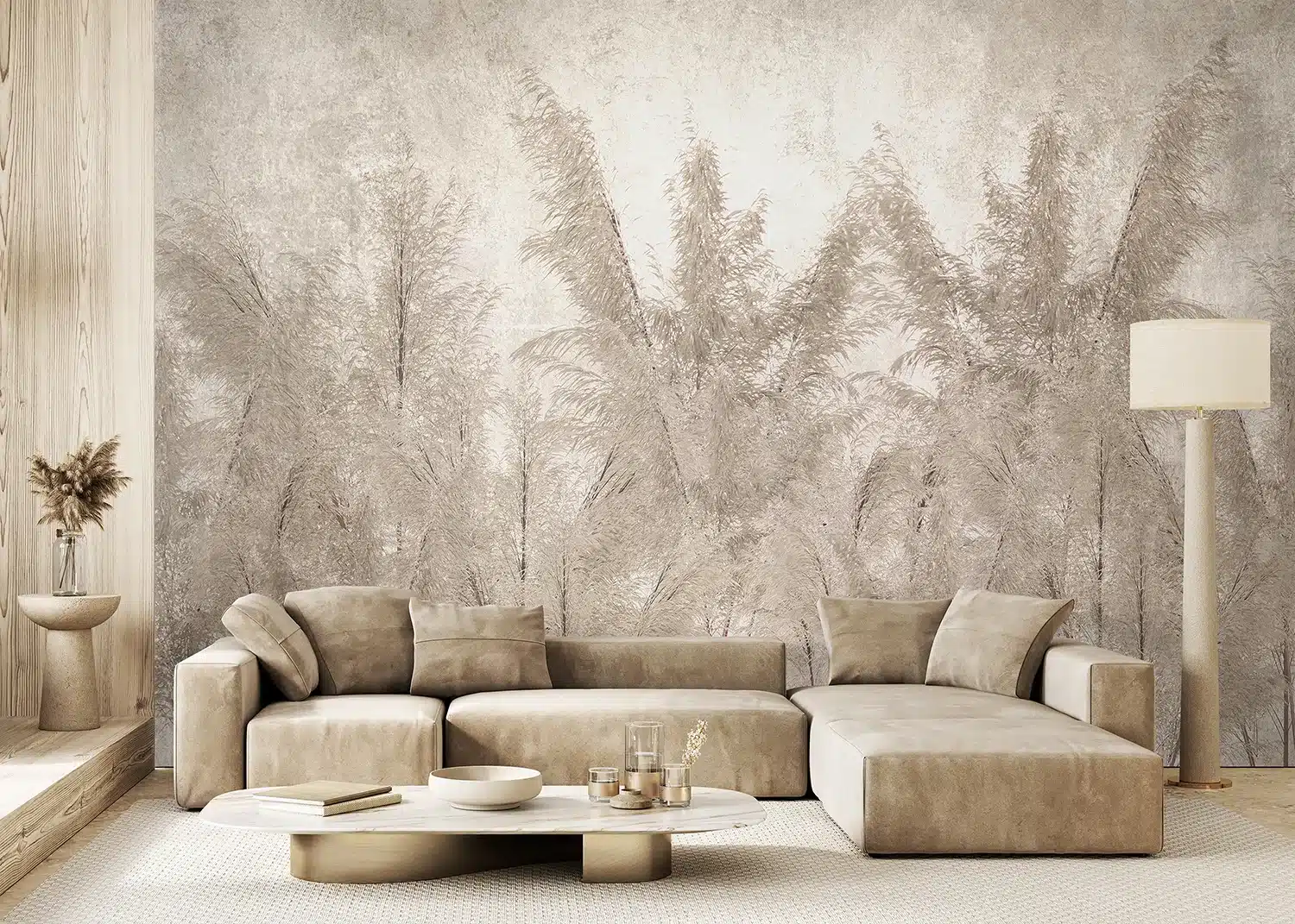 Custom Size Wall Mural Dim Pampas | Premium Non-Woven Wallpaper | FT5P352239