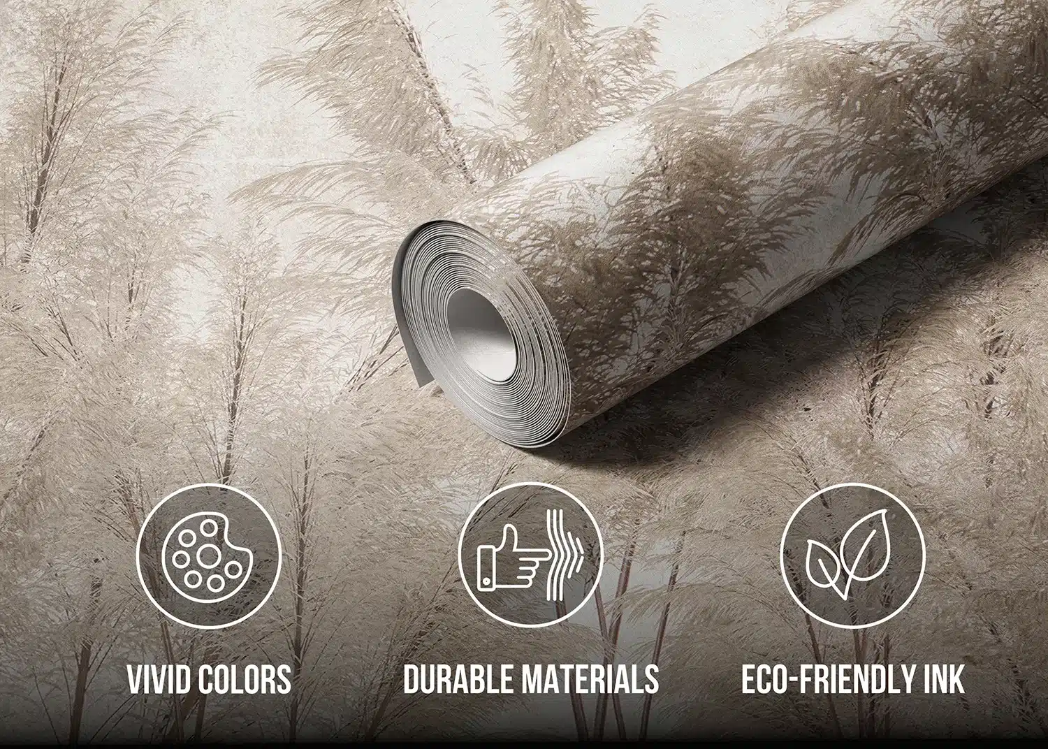 Custom Size Wall Mural Dim Pampas | Premium Non-Woven Wallpaper | FT5P352239 3