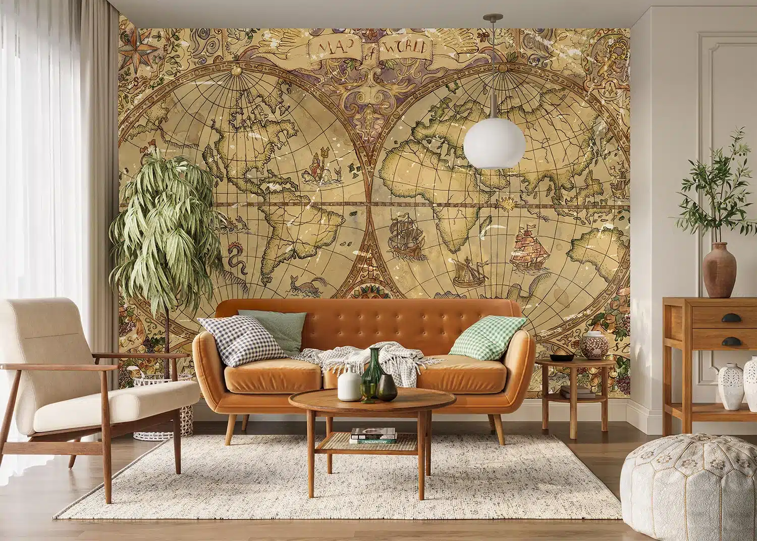 Custom Size Wall Mural Vintage Map | Premium Non-Woven Wallpaper | FT5P352243 2