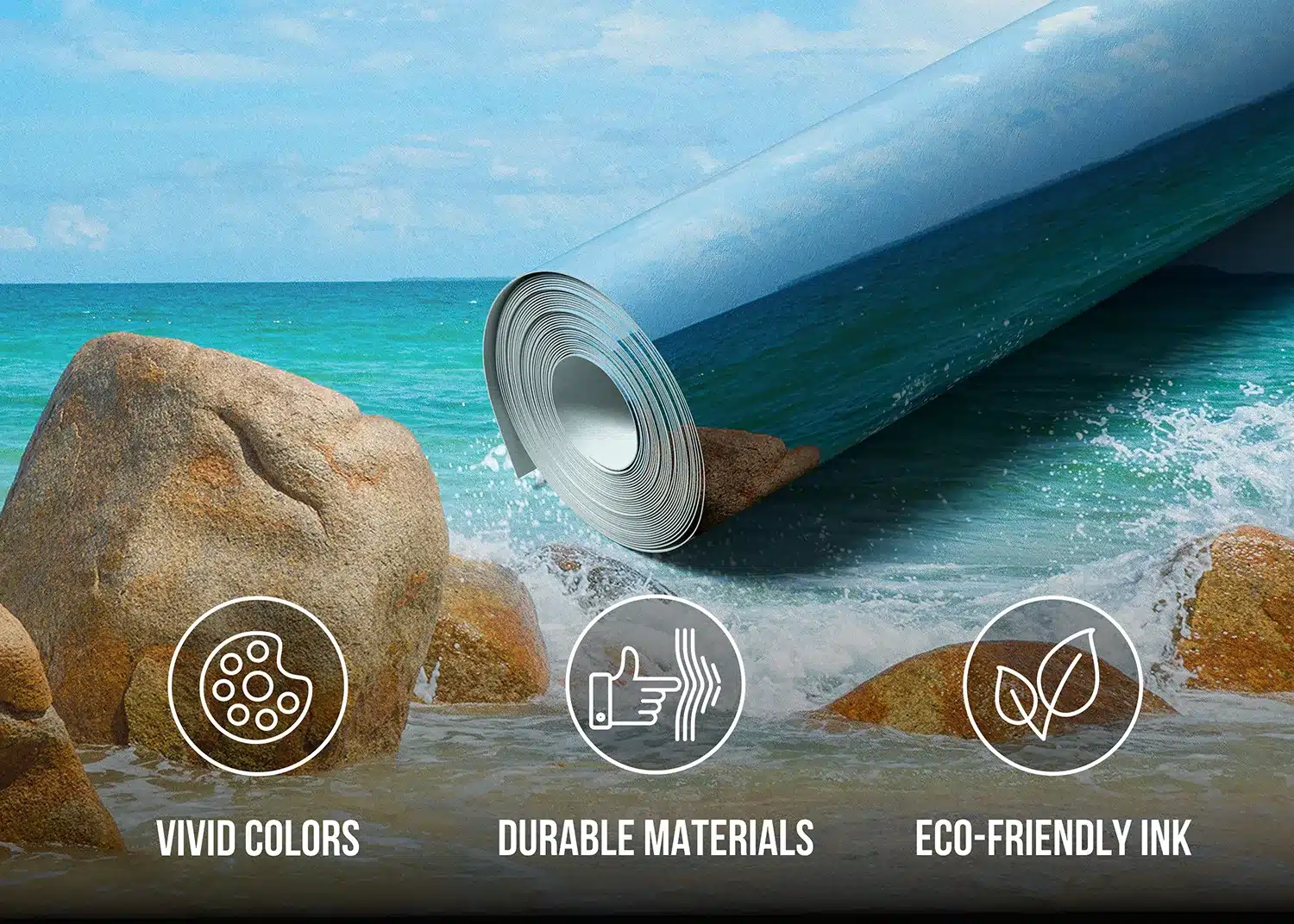 Custom Size Wall Mural Sandy Beach | Premium Non-Woven Wallpaper | FT5P352245 2