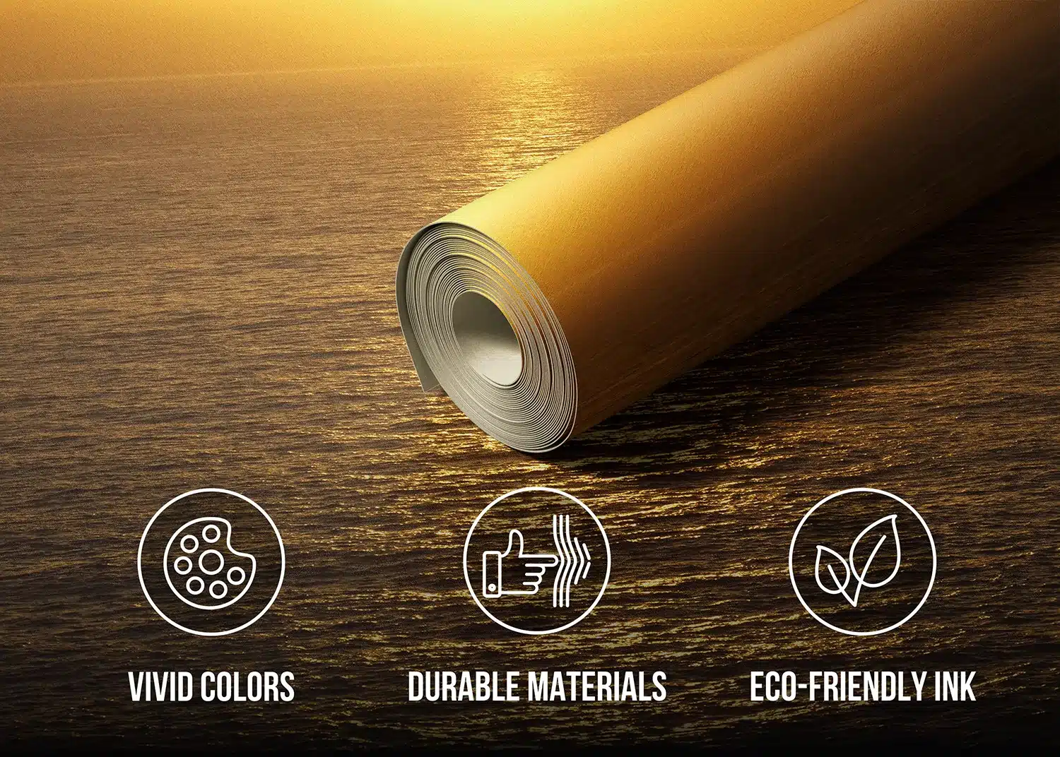 Custom Size Wall Mural Yellow Ocean Sunset | Premium Non-Woven Wallpaper | FT5P352255 3