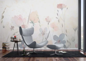 Wall Mural Watercolor Sandy Florals, 375 x 270 cm, FT5P 352261
