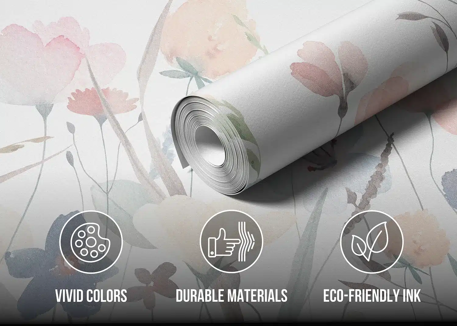 Custom Size Wall Mural Watercolor Sandy Florals | Premium Non-Woven Wallpaper | FT5P352261 6