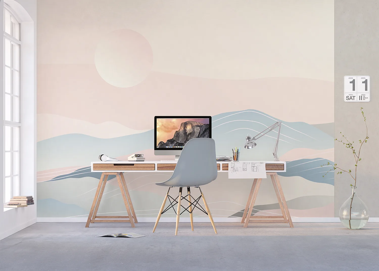 Custom Size Wall Mural Pastel Landscape | Premium Non-Woven Wallpaper | FT5P 352263