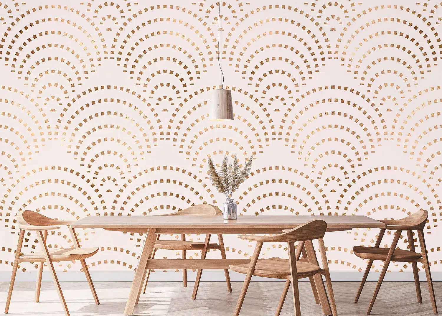 Custom Size Wall Mural Beige PeacocKMosaic | Premium Non-Woven Wallpaper | FT5P352267 3