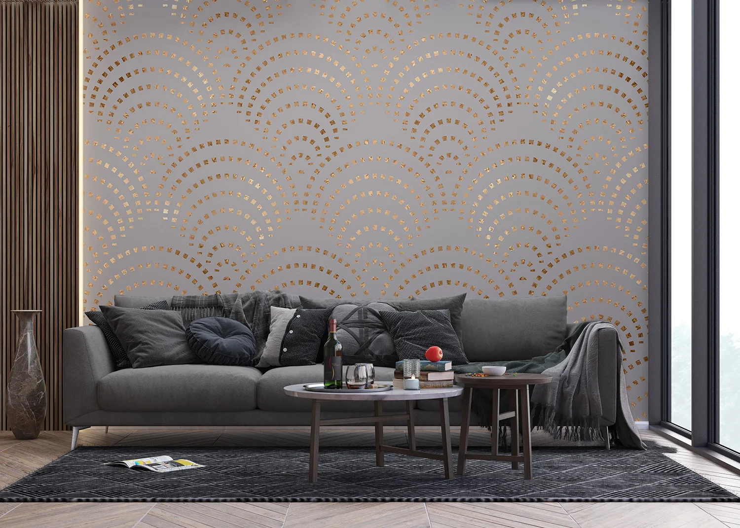 Wall Mural Dark Peacock Mosaic, 375 x 270 cm, FT5P 352269