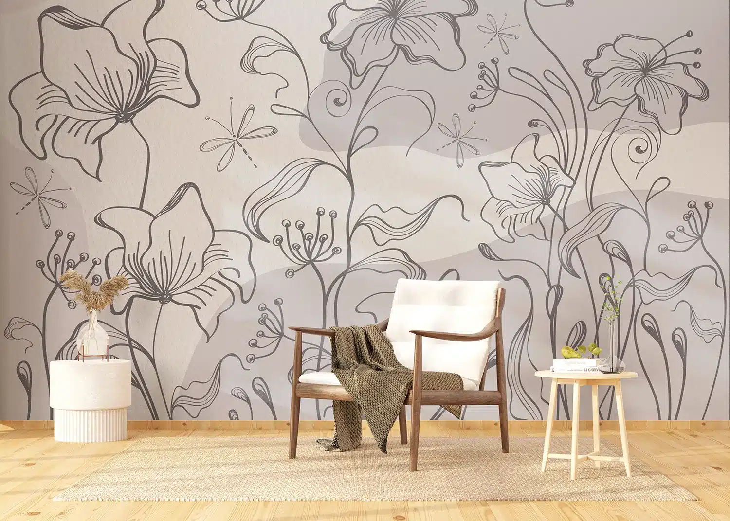 Abstract Dim Botanical Flow | Made-to-Measure Wallpaper | Wallever | FT5P 352273