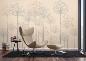 Wall Mural Tall Trees on Beige, 375 x 270 cm, FT5P 352277