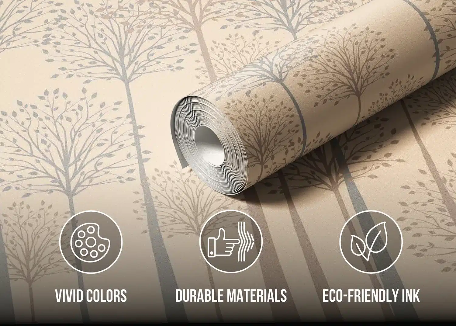 Custom Size Wall Mural Tall Trees on Beige | Premium Non-Woven Wallpaper | FT5P352277 2