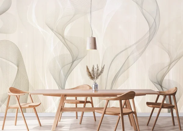 Custom Size Wall Mural Ivory Smoke Waves | Premium Non-Woven Wallpaper | FT5P 352299