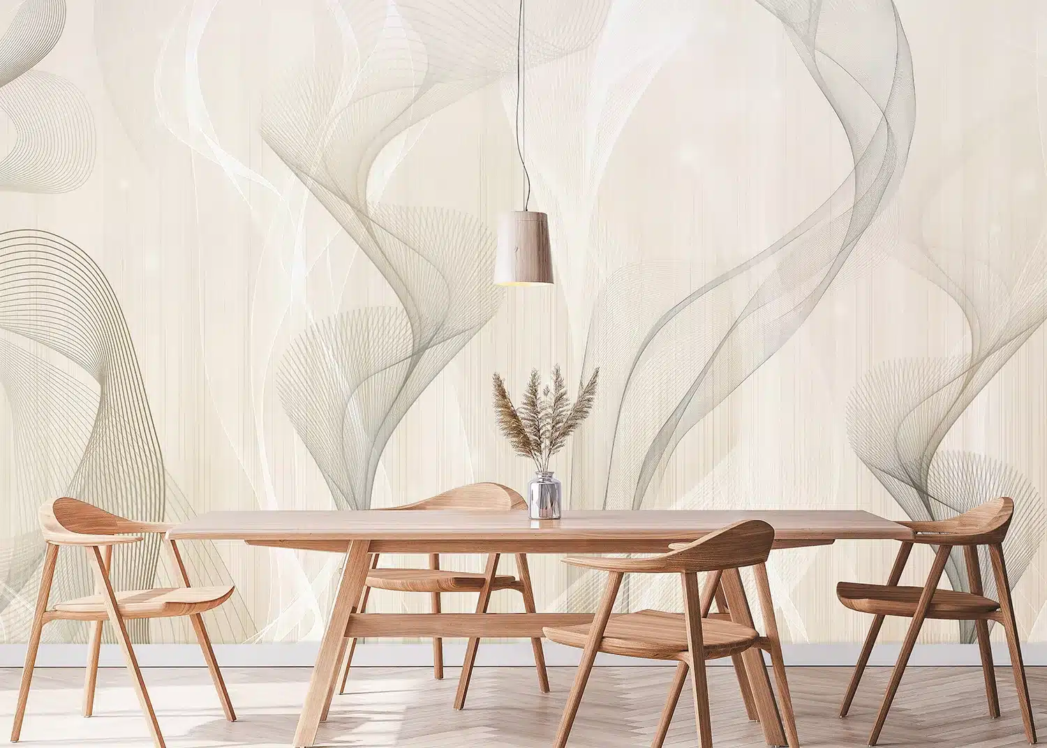 Custom Size Wall Mural Ivory Smoke Waves | Premium Non-Woven Wallpaper | FT5P352299